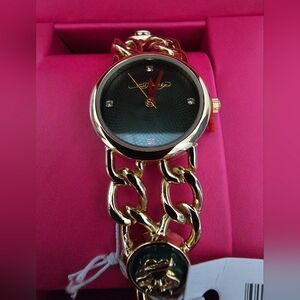 Ed Hardy Gold Chain Watch, Green Face